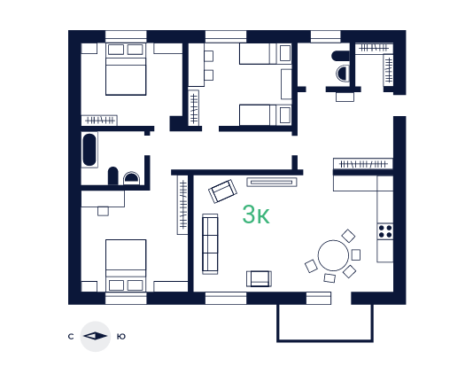 2-комнатная №1