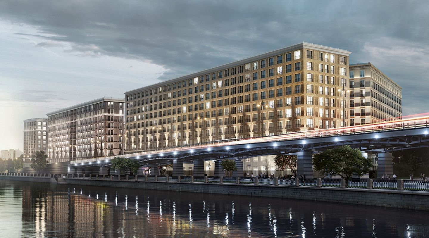 Прекрасный панорамный вид на Жилой комплекс «Берёзка» с воды